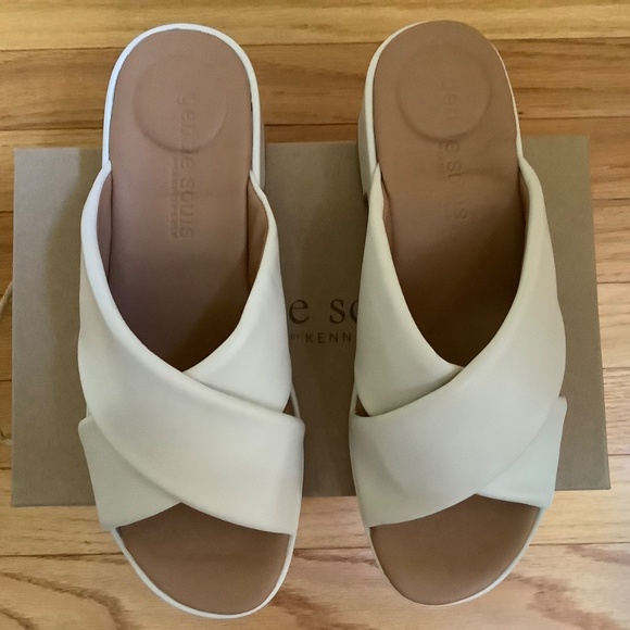 Gentle Souls River Platform Slide Sandal Stone Leather SZ 9.5 - Picture 5 of 14